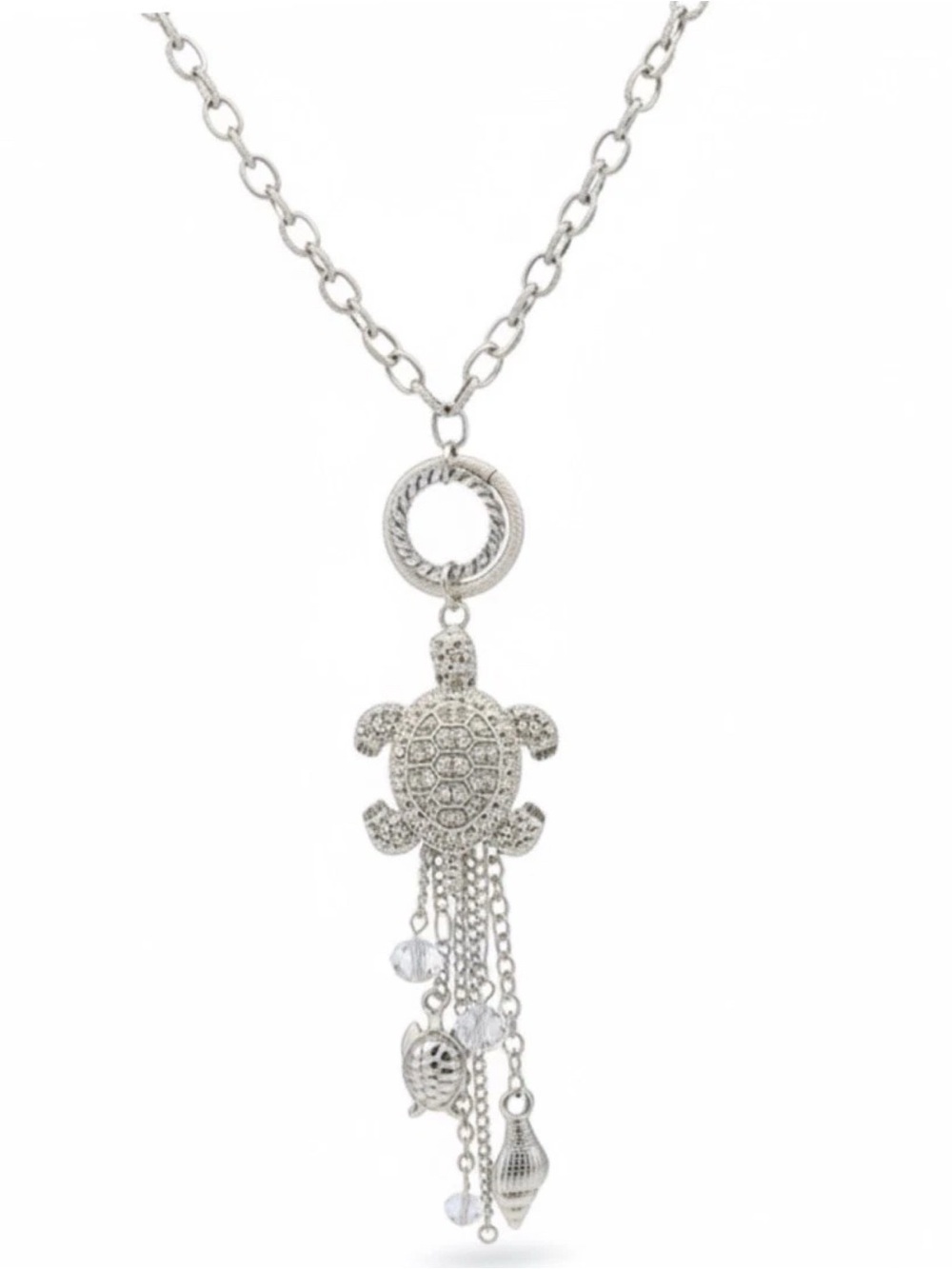 NWT Carol Dauplaise Silver Turtle Necklace & Earrings Set